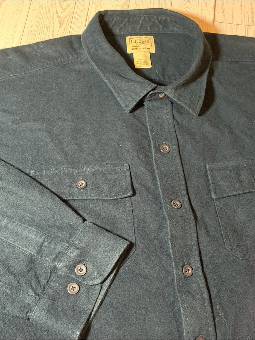 L.L.Bean Chamois Shirt Men’s 3XLT Navy Blue Traditional Fit Heavyweight Cotton
